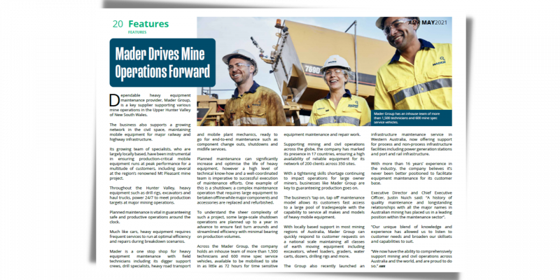 Mader Group featured in Australian Mining Review